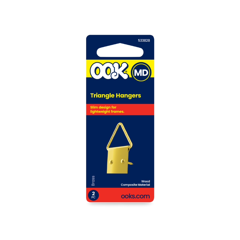 ook triangle hangers packaging on a white background